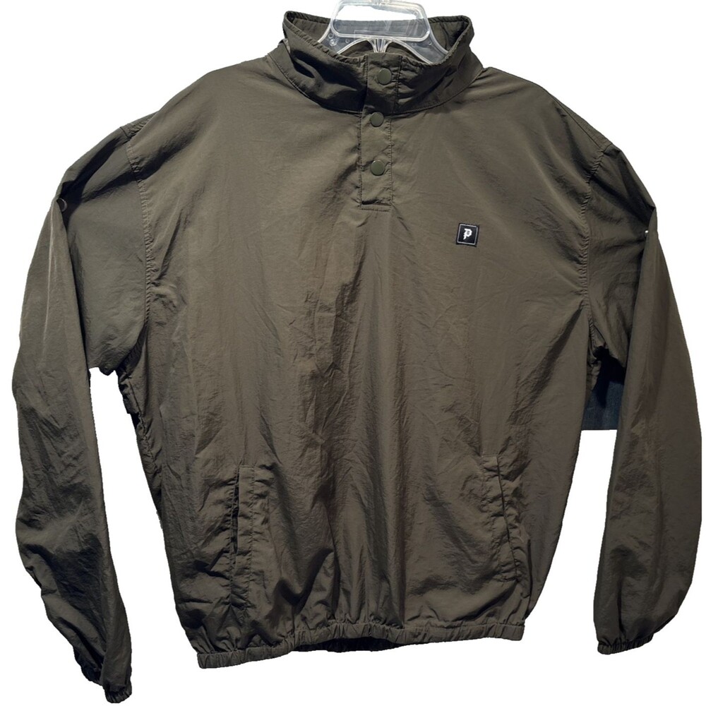 PRIMITIVE Skateboard Anorak Mens L Olive Green Mock Neck Nylon Pullover NEW